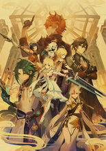 Charger l&#39;image dans la galerie, Affiche rétro de personnage Genshin Impact, impression en papier Kraft, peinture murale d&#39;art de voyage, décoration de salle de maison, Bar et café, 2023