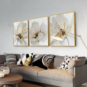 3Pcs Abstract Flower Wall Art Decoration Poster Modern Interior Acrylic 100%Handmade Oil Painting Living Room Bedroom Restaurant