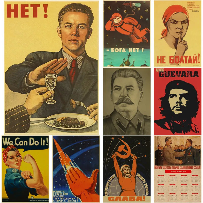 Pósteres de la URSS CCCP de la URSS, pegatina de papel Kraft Retro de la celebridad Stalin, decoración Vintage para habitación, hogar, Bar, cafetería, pintura artística estética para pared