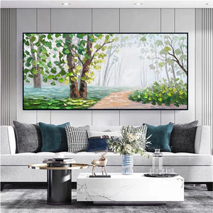 Hand Drawn Green Jungle Decorative Wall Poster Acrylic Canvas Art Oil Painting Living Room Sofa Bedroom Luxury Hanging Picture