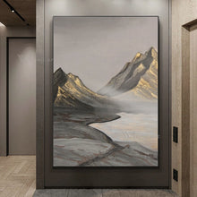 Laden Sie das Bild in den Galerie-Viewer, Large Size Wall Decor Oil Painting Handmade Art Canvas Poster Abstract Mountain Image Living Room Bedroom Hotel Custom Picture