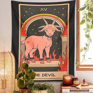 The Devil Tarot Tapestry Wall Hanging Goat divination witchcraft Wall Art Tapestries Home Decor Hippie Mattress Dorm Room Decor