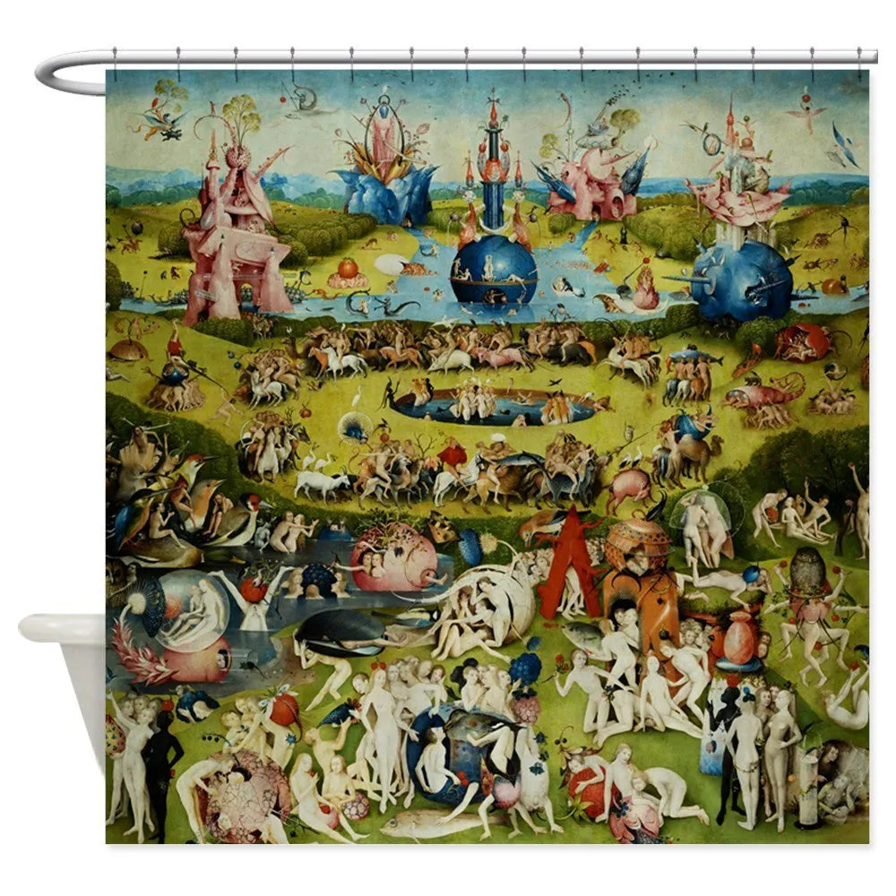 Cortina de ducha The Garden of Earthly Delights para baño, cortina de baño artística de Hieronymus Bosch, cortina de ducha de tela de poliéster