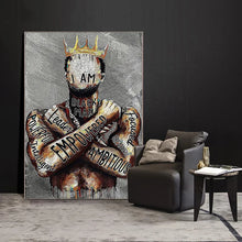 Laden Sie das Bild in den Galerie-Viewer, Afrikanischer Mann, Poster, Drucke, Graffiti, schwarzer König, Leinwandgemälde, abstrakte Wandkunst, inspirierendes Bild für Wohnzimmer, Heimdekoration