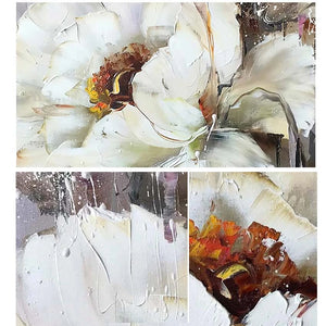 Abstract White Flowers Picture Wall Art Poster For Home Decor Pure Handmade Oil Painting On Canvas For Living Room Bedroom Decor