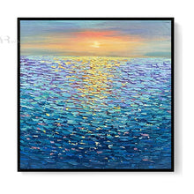 Charger l&#39;image dans la galerie, High Quality Sunset And Blue Sea Handmade Oil Painting Home Decoration Painting Living Room Dining Room Bedroom Wall Decoration