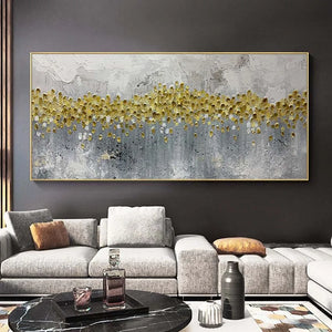 Nordic Luxury Home Wall Decoration Oil Painting Handmade Art Abstract Gold Foil Canvas Mural With Textured Aesthetics New Poster