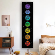 Carica l&#39;immagine nel visualizzatore della Galleria, Arazzo arcobaleno Chakra Buddismo Yoga Centri energetici cosmici meditazione Arazzi neri Appeso a parete Camera da letto Drom Home Decor