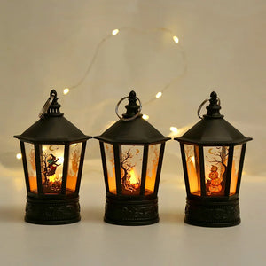 Linterna de calabaza de Halloween, lámpara de mano, luz de vela LED, suministros de decoración de ambiente para el día de Navidad, lámpara de viento, decoración del hogar