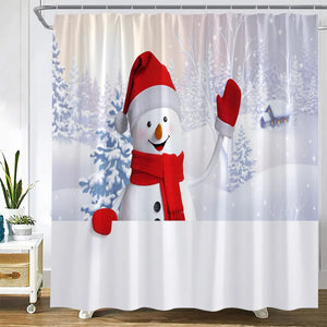 Рождественские занавески для душа, забавный снеговик, еловая ветка, подарок, Рождественский шар, новогодний праздник, ткань, домашний декор для ванной, наборы занавесок для ванной