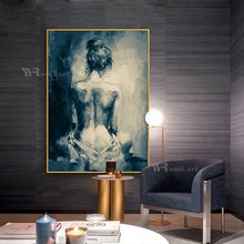 Laden Sie das Bild in den Galerie-Viewer, Wall Art Decor Oil Painting 100% Handmade Canvas Poster Abstract Girl Back Hanging Picture Sofa Salon Porch Bedroom Custom Mural