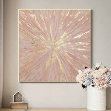 Charger l&#39;image dans la galerie, Wedding Decoration Gold And Pink Wall Art Poster Handmade Abstract Oil Painting On Canvas Hang Picture For Living Room Bedroom