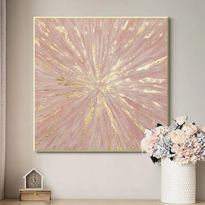 Wedding Decoration Gold And Pink Wall Art Poster Handmade Abstract Oil Painting On Canvas Hang Picture For Living Room Bedroom