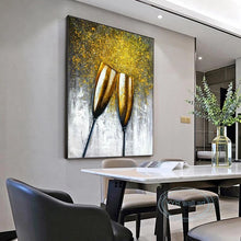 Cargar imagen en el visor de la galería, Handmade Wine Glass Restaurant Oil Painting Single Light Luxury Kitchen Mural Living Room Decoration Art Gold Foil Canvas Poster