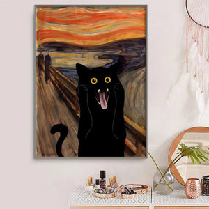 5D Diamond Painting Funny Cute Black Cat Play Series Picture Embroidery Cross Stitch Kit Mosaic Picture Room Decor Picture Gifts