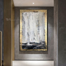 Laden Sie das Bild in den Galerie-Viewer, Large Modern Abstract Oil Painting On Canvas Pure Handmade Gold Picture Wall Art Hang Poster Mural For Living Room Hotel Decor