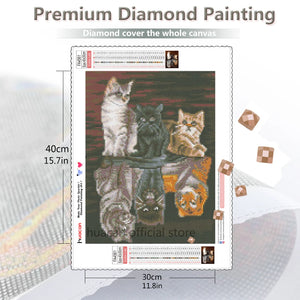HUACAN Diamond Mosaic Cat 5D Diamond Painting Kit Animal Full Square Diamond Embroidery Sale Rhinestone Picture Decor Home