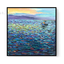 Charger l&#39;image dans la galerie, High Quality Sunset And Blue Sea Handmade Oil Painting Home Decoration Painting Living Room Dining Room Bedroom Wall Decoration