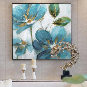 Blue Texture Abstract Floral Acrylic Decor Mural Modern Handmade Wall Art Canvas Oil Painting For Living Room Bedroom Restaurant