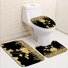 Charger l&#39;image dans la galerie, Ensemble de rideaux de douche imperméables avec 12 crochets, housses de toilettes, tapis de bain pour salle de bain, tapis antidérapant, rideau pour fenêtres