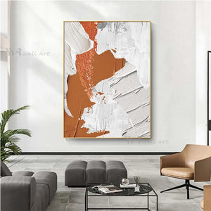 Acrylic Abstract Oil Painting Handmade Canvas Wall Artwork Decoration Pictures Modern Orange Art Hanging Posters for Hotel Home