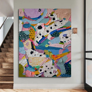 Pintura al óleo acrílica abstracta moderna pintada a mano, colorida, sin marco, 100%, imágenes de habitación hechas a mano, decoración Interior del hogar