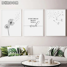 Load image into Gallery viewer, Dandelion Wall Art Canvas Painting Make Wish Dandelion Poster Prints Nordic Style Minimalist Living Room Bedroom Nursery Decor