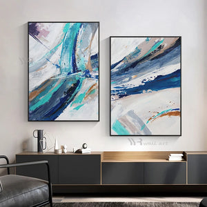 2PCS Poster Nordic Abstract Wall Art Canvas Handmade Oil Painting Hotel Home Decoration Modern Acrylic Mural Living Room Bedroom