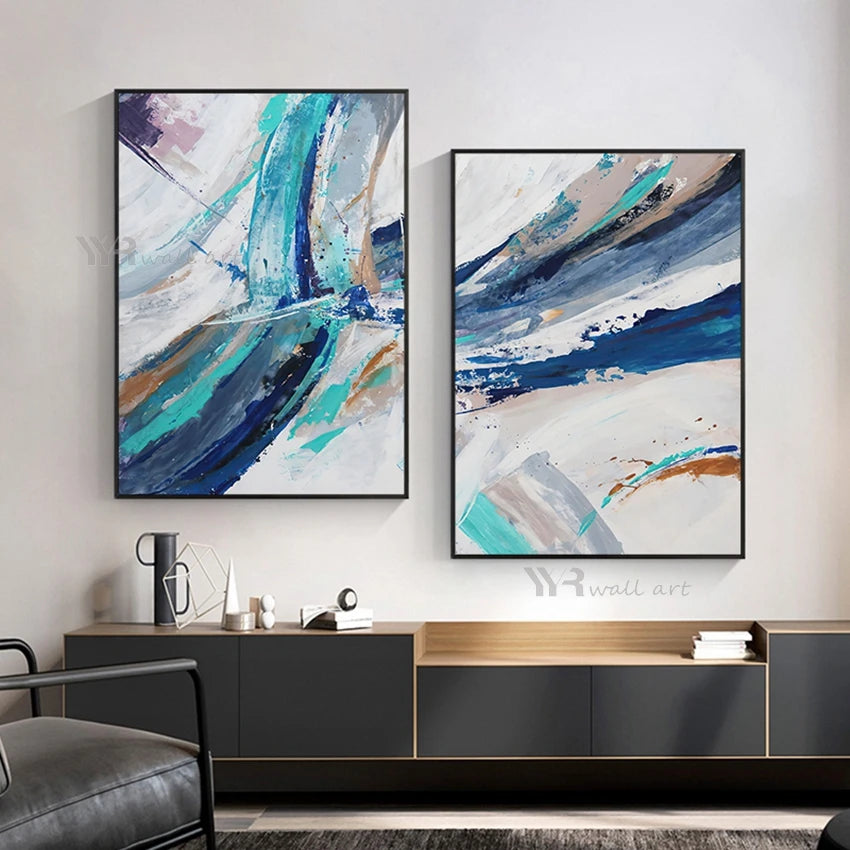 2PCS Poster Nordic Abstract Wall Art Canvas Handmade Oil Painting Hotel Home Decoration Modern Acrylic Mural Living Room Bedroom