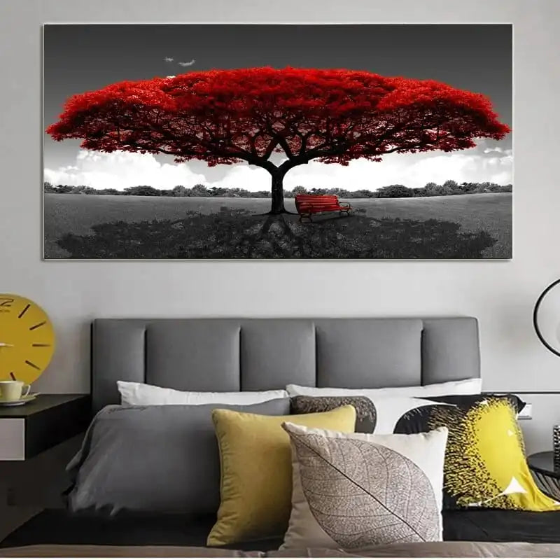 Leinwand-Malerei, Wandkunst, rote Baum-Pflanze, Poster und Drucke, Wandbilder für Wohnzimmer, Dekoration, Heimdekoration, rahmenlos