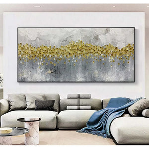 Nordic Luxury Home Wall Decoration Oil Painting Handmade Art Abstract Gold Foil Canvas Mural With Textured Aesthetics New Poster