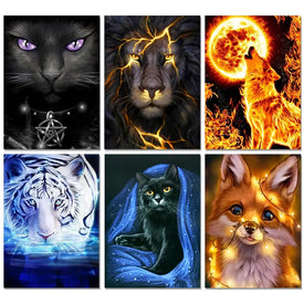 Tier 5D Diamant Malerei Wolf Katze Tiger Diamant Mosaik Tier Elefant Strass Stickerei Vollrundbohrer Kreuzstich Kit