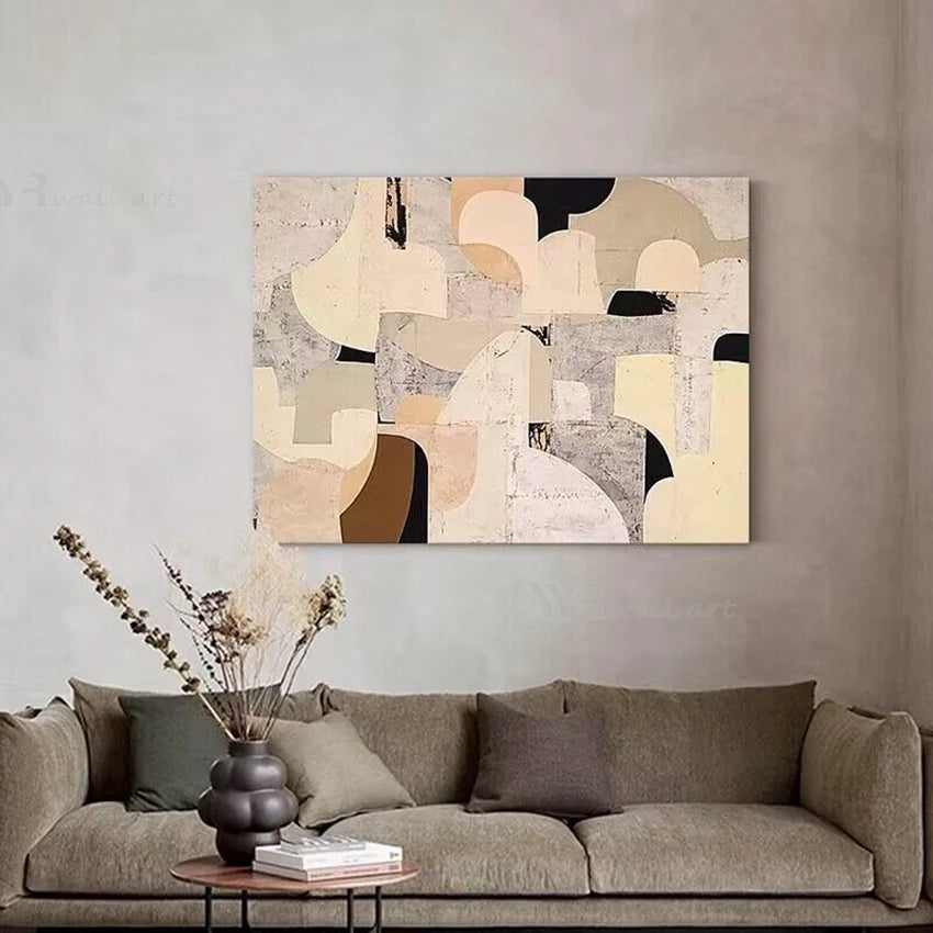 Nordic Modern Abstract Unique Art Color Block Painting Pure Handmade Oil Painting Home Decoration For Bedroom  Salon Hotel Loung