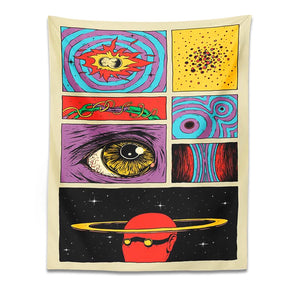 Starry Sky Psychedelic  Tapestry Wall Hanging Planet Space Cartoon Hippie Eye Room Bohemian Background Fabric Home Decor