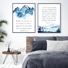 Laden Sie das Bild in den Galerie-Viewer, Bibelvers Psalm 61 2 Christliche Wandkunst auf Leinwand, Gemälde „When my heart is overwhelmed“, Zitate, Poster, Drucke, Bild, Heimdekoration
