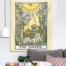 Carica l&#39;immagine nel visualizzatore della Galleria, Psichedelico Rana Tarocchi Arazzo Appeso a parete gli amanti del fiore del sole Estetico Arazzi Botanico Hippie Home Decor Panno da parete