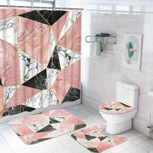 Cargar imagen en el visor de la galería, Flash Pink Marble Shower Curtains Shiny Decor for Bathroom Polyester Fabric Decorative Bath Screen Toilet Cover Carpet WC Sets
