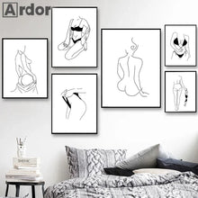 Load image into Gallery viewer, Minimalist Sexy Woman Line Draw Wall Art Poster Naked Body Art Print Black And White Canvas Painting Nordic Pictures Home Decor