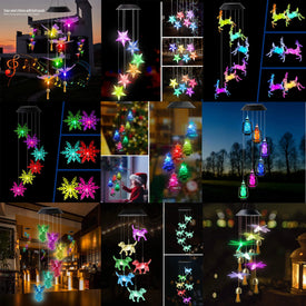 Lampada a campana solare a vento Luci solari da giardino Carillon Lampada a sospensione a LED con sfera di cristallo impermeabile per decorazioni natalizie all'aperto da giardino