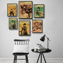 Charger l&#39;image dans la galerie, Affiche rétro de personnage Genshin Impact, impression en papier Kraft, peinture murale d&#39;art de voyage, décoration de salle de maison, Bar et café, 2023