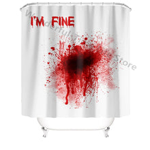 Laden Sie das Bild in den Galerie-Viewer, Badezimmer Gruseliger 3D Horror Blutiger Halloween Duschvorhang Fenster Horror Blutige Hände Druck Wasserdichter 12 Haken Badezimmer Vorhang