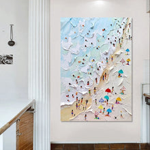 Carica l&#39;immagine nel visualizzatore della Galleria, Senza cornice Il tramonto sul mare Dipinto a mano Idea Pittura a olio su tela Grande arte murale fatta a mano Decorazione domestica moderna