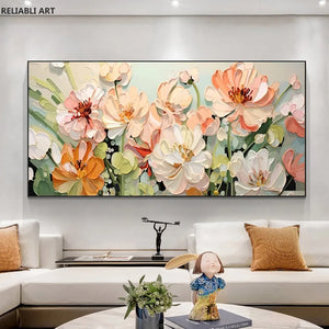 Colorful Flower Painting On Canvas,Print Blooming Floral Poster, Wall Art Modern Living Room Wall Decoration Pictures,Unframed