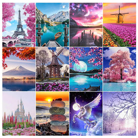 Landschaft 5D Diamant Malerei Eiffelturm Berg Fuji See Diamant Mosaik Strand Strass Stickerei Home Decor Mosaik DIY