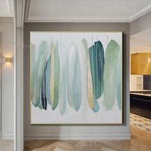 Carica l&#39;immagine nel visualizzatore della Galleria, Nordic Handmade Abstract Light Green Oil Painting On Canvas Wall Poster Hanging Picture Image For Living Room Bedroom Unframed