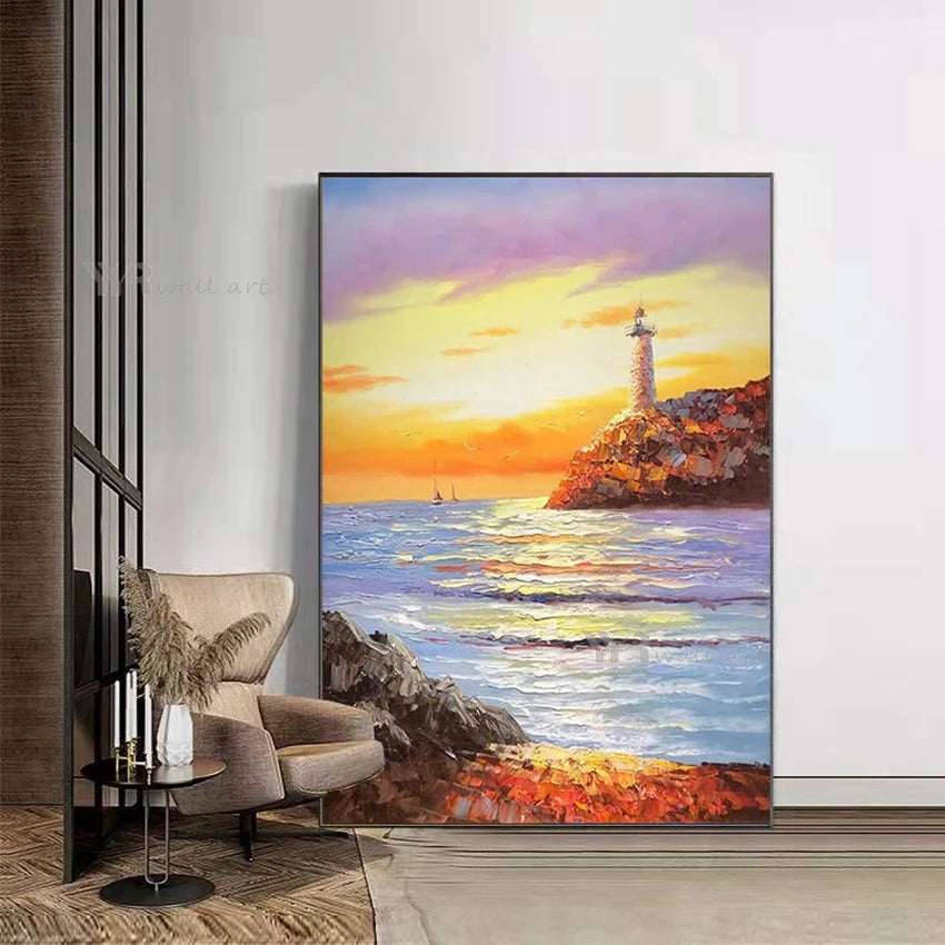 Modern Decorative Oil Painting Handmade Nature Landscape Hanging Poster Wall Art Canvas Picture Living Room Bedroom Sofa Mural