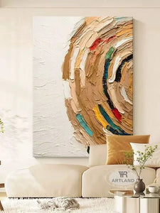Nordic Abstract Half Circle Collage Pure Handmade Oil Painting Home Decoration For Bedroom  Dining Room  Living Room  Sofa Mural