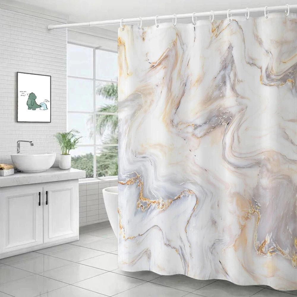 Cortinas de ducha onduladas de mármol, cortinas de baño impermeables a rayas abstractas para decoración del hogar, cortina de baño moderna de lujo