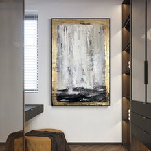Laden Sie das Bild in den Galerie-Viewer, Large Modern Abstract Oil Painting On Canvas Pure Handmade Gold Picture Wall Art Hang Poster Mural For Living Room Hotel Decor
