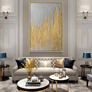 Modern decoration salon Posters on the wall Pure Hand drawn abstract oil painting on canvas gold foil picture for living room